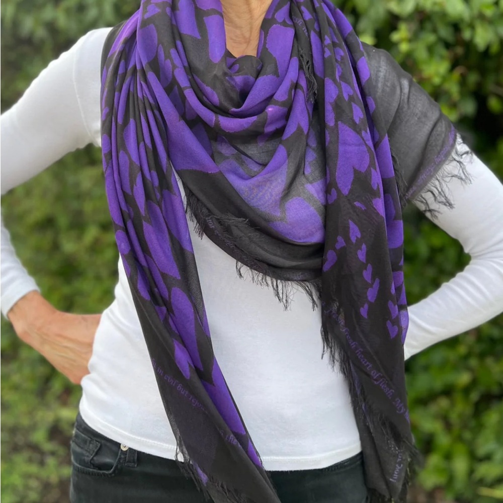 NWT Purple and Black Scarf 140 cm x 180 cm Silk Modal Faith Based Valentines